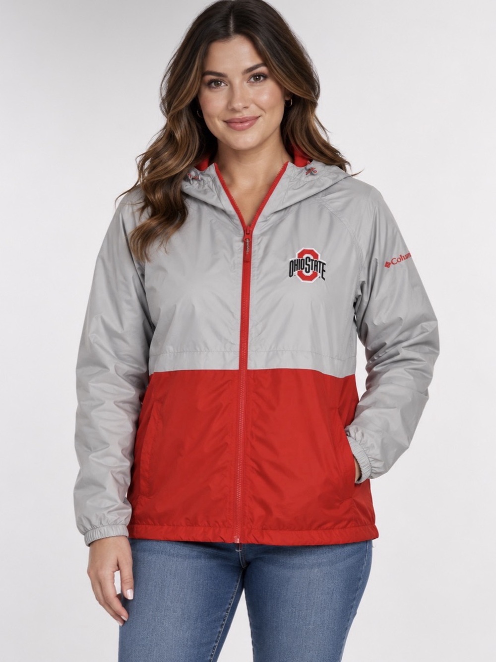 Columbia Ohio State Buckeyes Spark Valley Lined Windbreaker Jacket Womens Medium